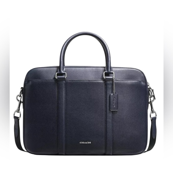 Coach Perry Slim Briefcase in Dark Blue - Picture 1 of 14